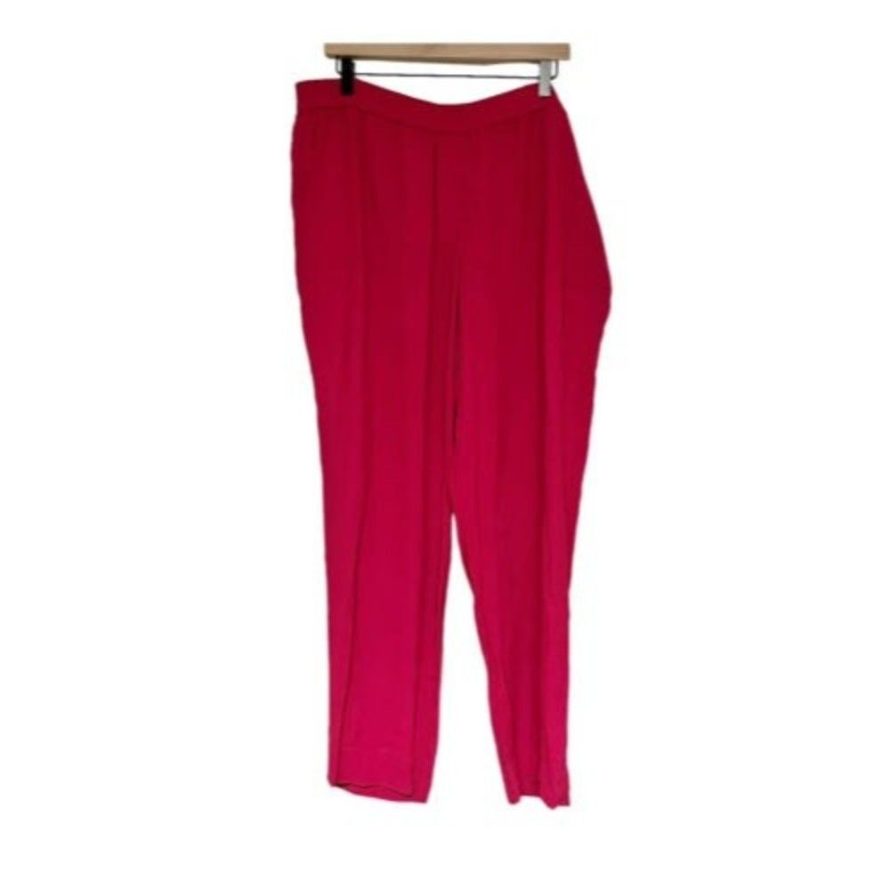 J. Jill Womens Pull-On Lightweight Pants Size L / XL Red Raspberry Elastic Waist